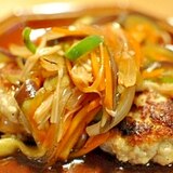 ふわふわ豆腐ハンバーグ♪しょうが風味野菜あんかけ